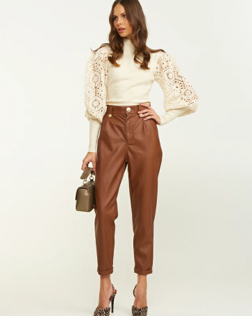 Lynne baggy leather look pants with buttons Tampa
