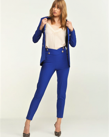 Lynne trousers with decorative buttons Blue Royal