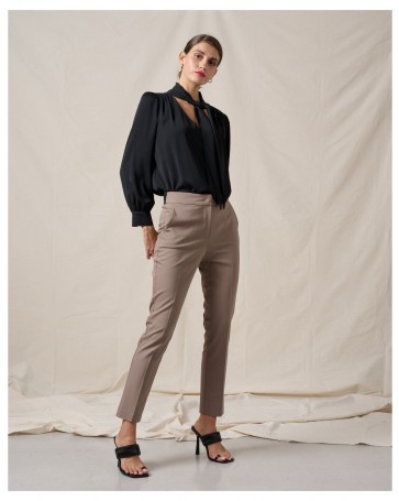Cigarette pants Passager with elastic Camel