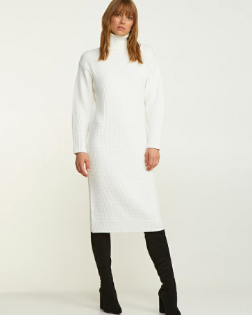 Lynne knitted midi dress with turtleneck White