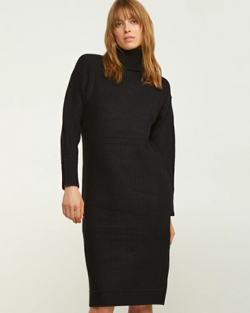 Lynne knitted midi dress with turtleneck Black
