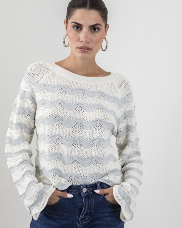 Striped Cento knitted blouse Grey