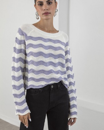 Striped Cento knitted blouse Lavendar