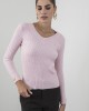 Ribbed Cento knit V-neck blouse Powder