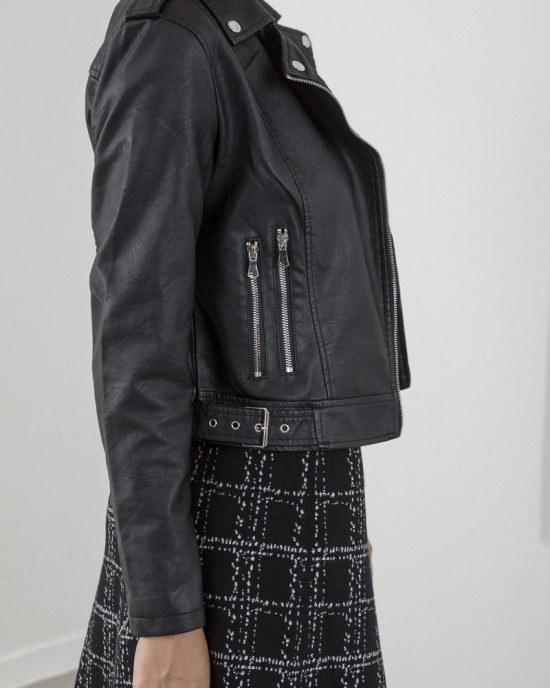 Jacket Cento leather look perfecto Black