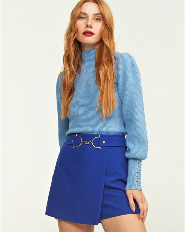 Lynne knitted turtleneck with sleeve details Light Blue