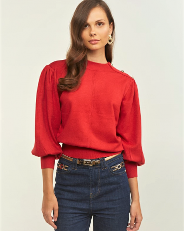 Lynne pullover with 3/4 sleeves Red