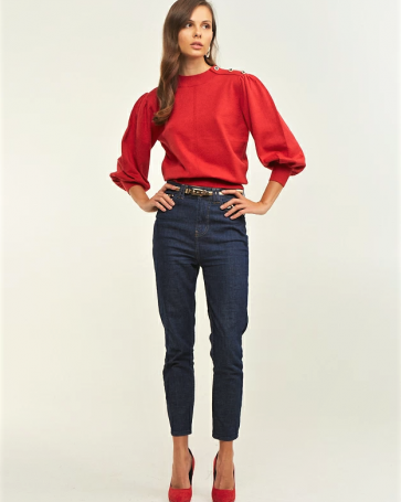 Lynne pullover with 3/4 sleeves Red