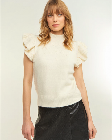 Lynne sleeveless sweater with ruffles Off White