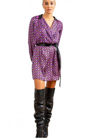 Maki Philosophy double-breasted dress with two-tone collar Purple