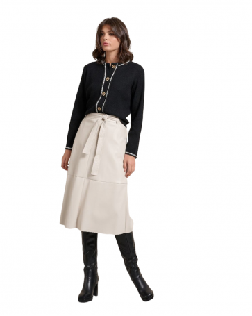 Passager eco-leather skirt with belt Ecru 
