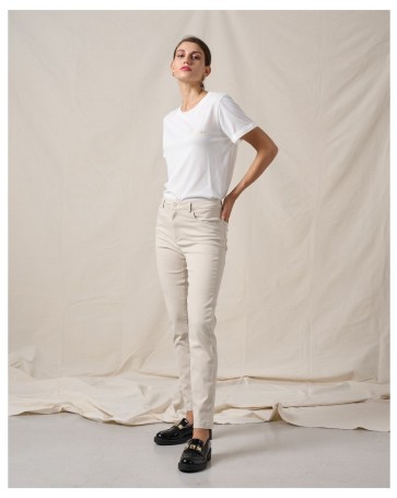Five-pocket Passager pants in cotton fabric Beige