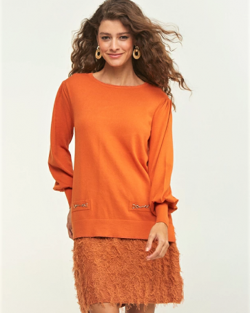 Lynne sweater with decorative pockets by Orange