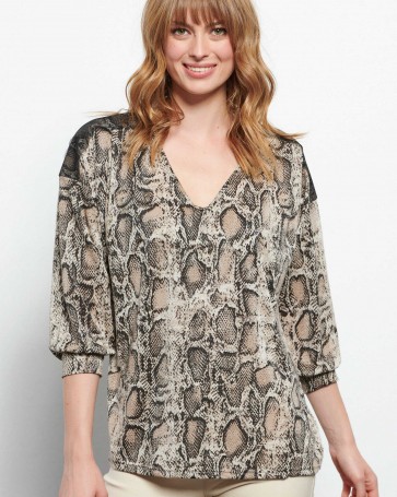 Bill Cost blouse with snake pattern Beige