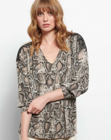 Bill Cost blouse with snake pattern Beige