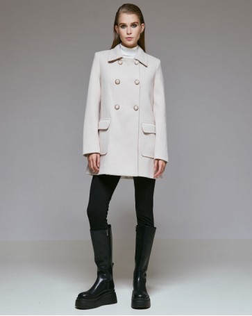 Access embossed coat with buttons Vanilla