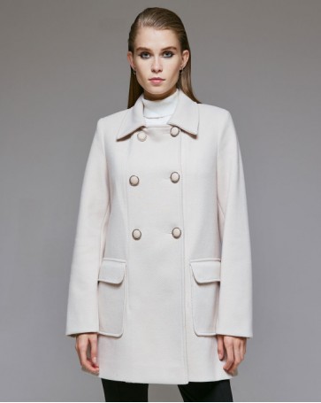 Access embossed coat with buttons Vanilla