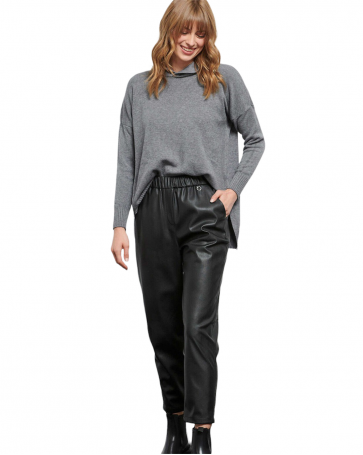 Bill Cost pants with leather texture Black
