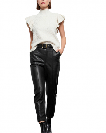 Bill Cost leather look trousers with belt Black