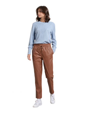 Passager eco-leather pants with elastic Camel