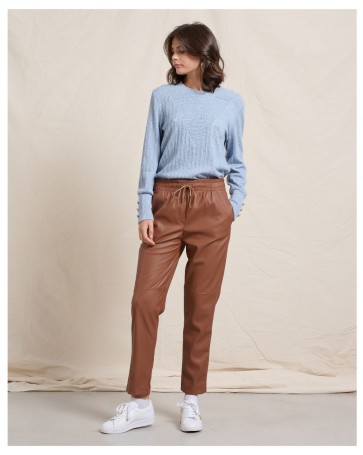 Passager eco-leather pants with elastic Camel