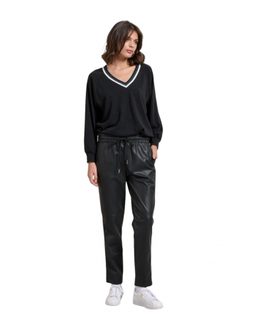 Passager eco-leather pants with elastic Black