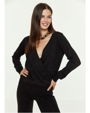 Access knitted blouse lurex cruise Black