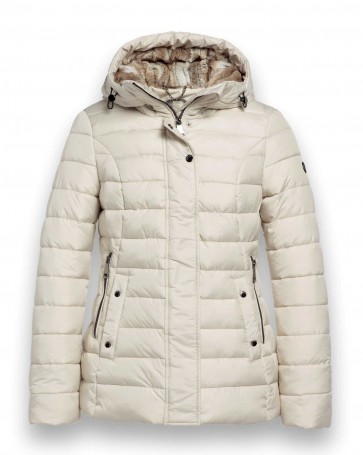District quilted jacket with double pockets Cream