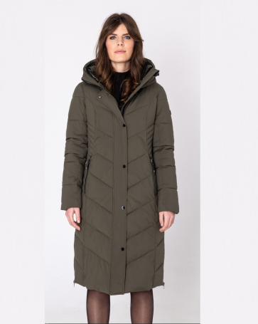 District long jacket with lining Olive