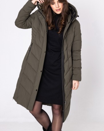 District long jacket with lining Olive