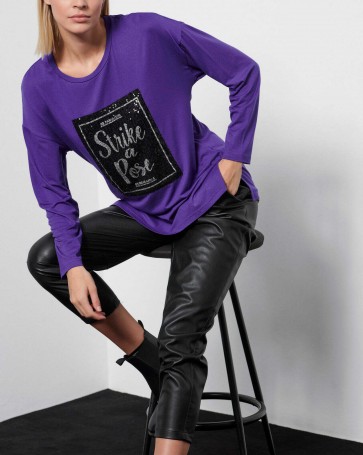 Bill Cost long sleeve blouse with sequin design Purple