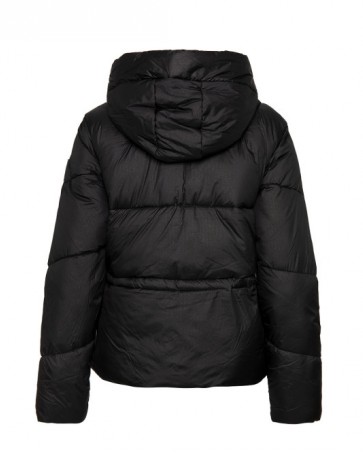 Access puffer jacket with thin stripe and stretch Black