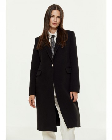 Access style coat with lapel collar Black