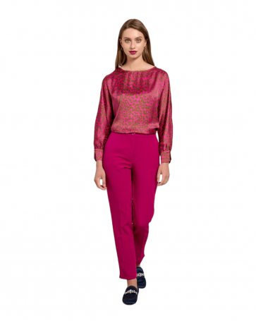 Cigarette pants Passager with button Fuchsia