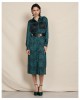 Animal Passager dress with fringes and eco-leather belt Green
