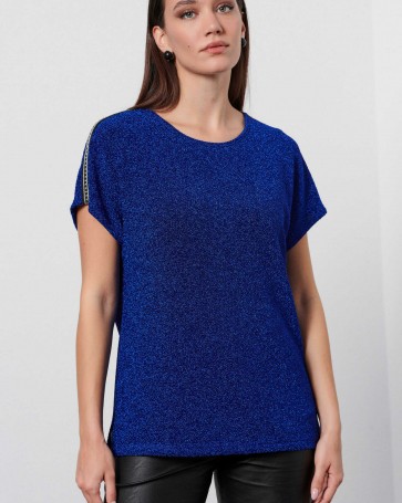 Bill Cost lurex sleeveless blouse Blue Royal