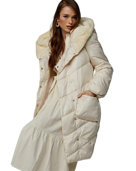 Lynne jacket with gold buttons and hood Off White