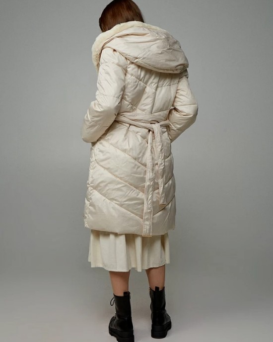 Lynne jacket with gold buttons and hood Off White
