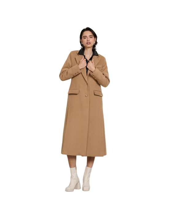 Long Passager coat with slits Camel