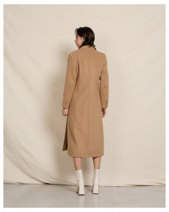 Long Passager coat with slits Camel