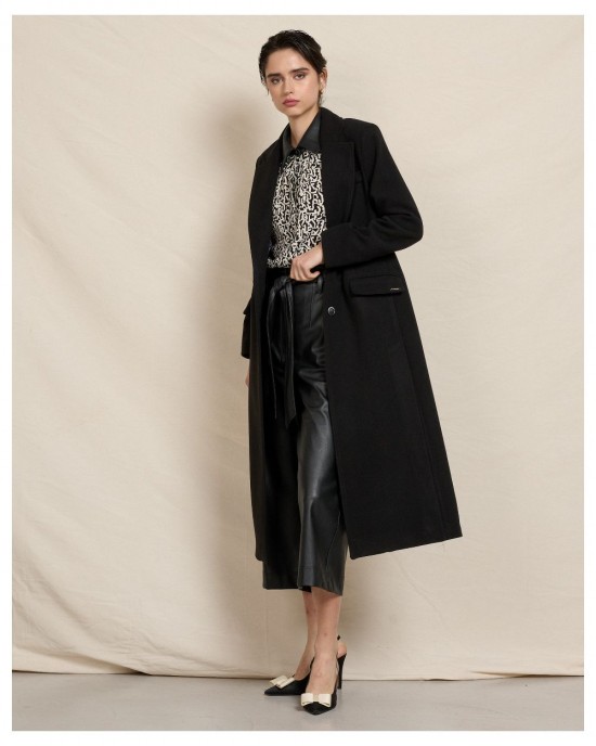 Long Passager coat with slits Black