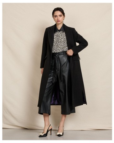 Long Passager coat with slits Black