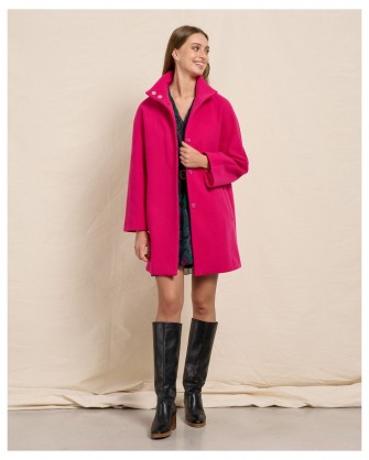Solid color Passager coat with buttons Fuchsia 