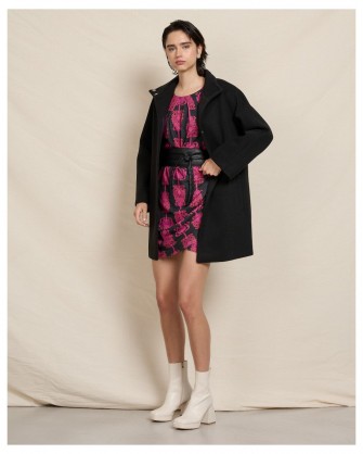 Solid color Passager coat with buttons Black