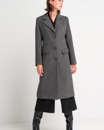 Fibes Fashion long coat with lapel collar Grey