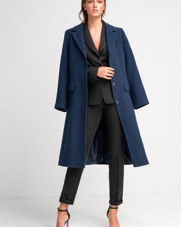 Fibes Fashion long coat with lapel collar Blue