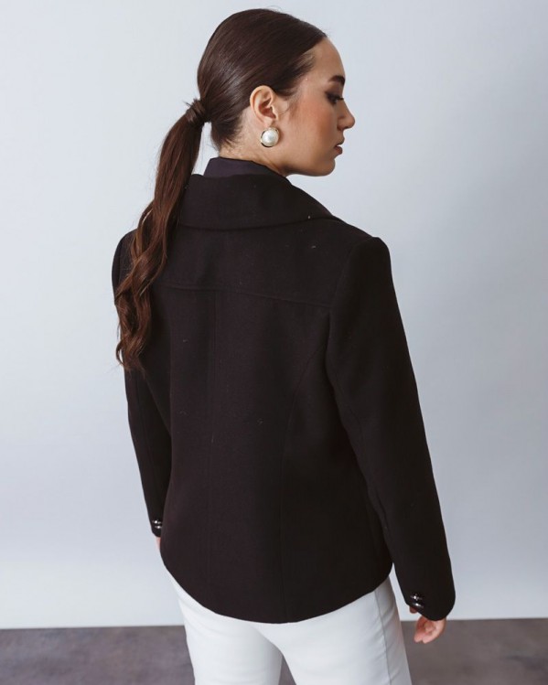 Σακάκι Fibes Fashion με γιακά Μαύρο