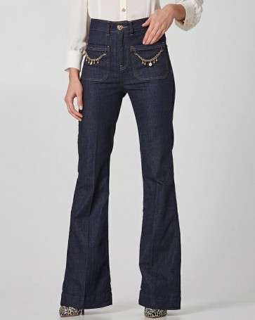 Lynne jeans with decorative chains Dark Blue