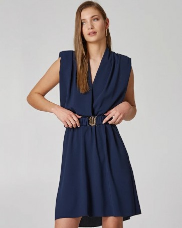 Lynne double breasted dress with belt Blue