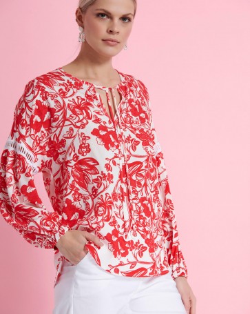 Bill Cost blouse with balloon sleeves and embroidery Red